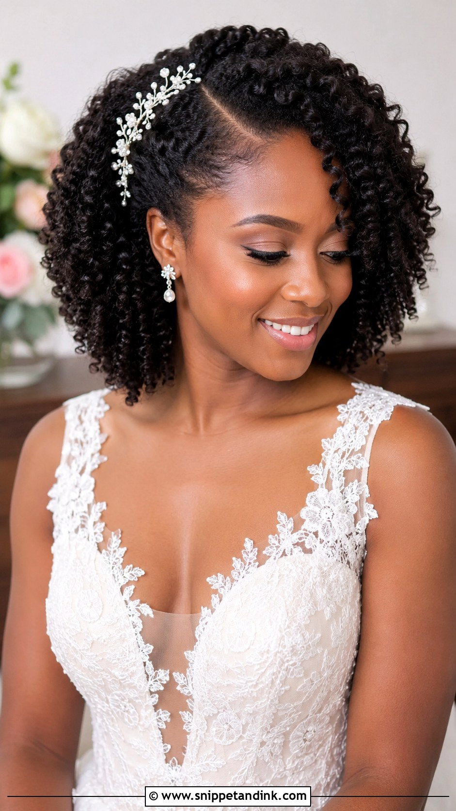 Twist Out With Side Part - Snippet and Ink - 25 Afro Bridal Hairstyles