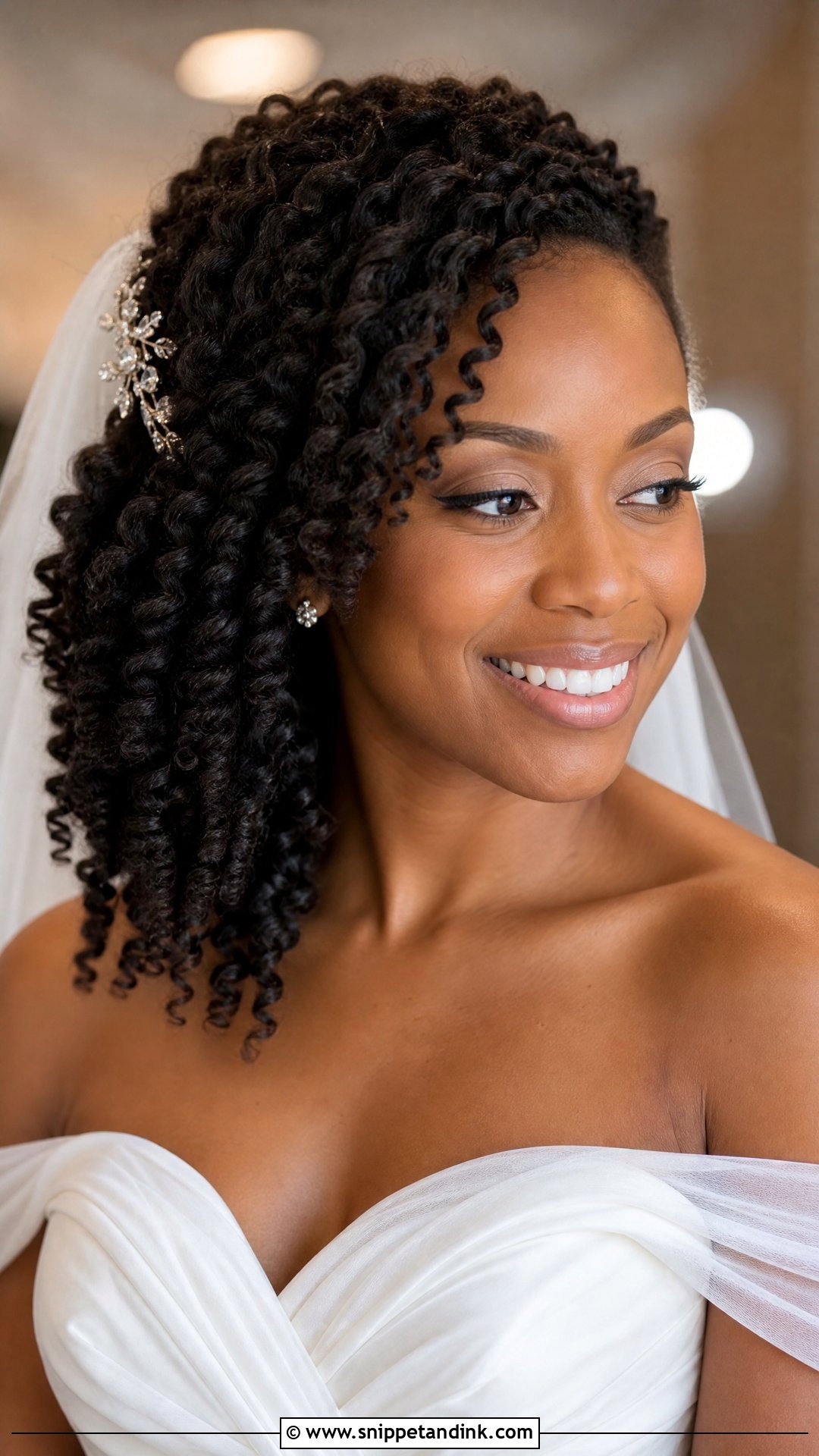 Twist Out With Side Sweep - Snippet and Ink - 30 Natural Hair Bride Ideas