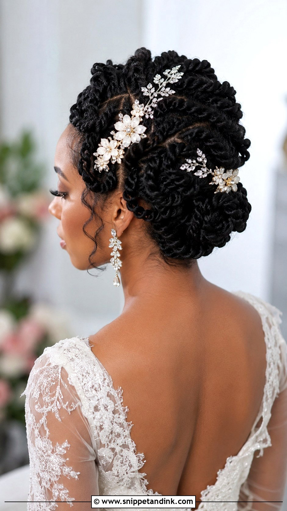 Twist Updo With Accessories - Snippet and Ink - 20 Natural Hair Wedding Hairstyles