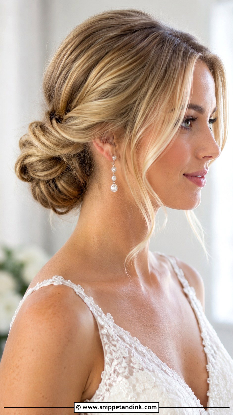Twisted Blonde Low Chignon - Snippet and Ink - 25 Blonde Bridal Hair Ideas