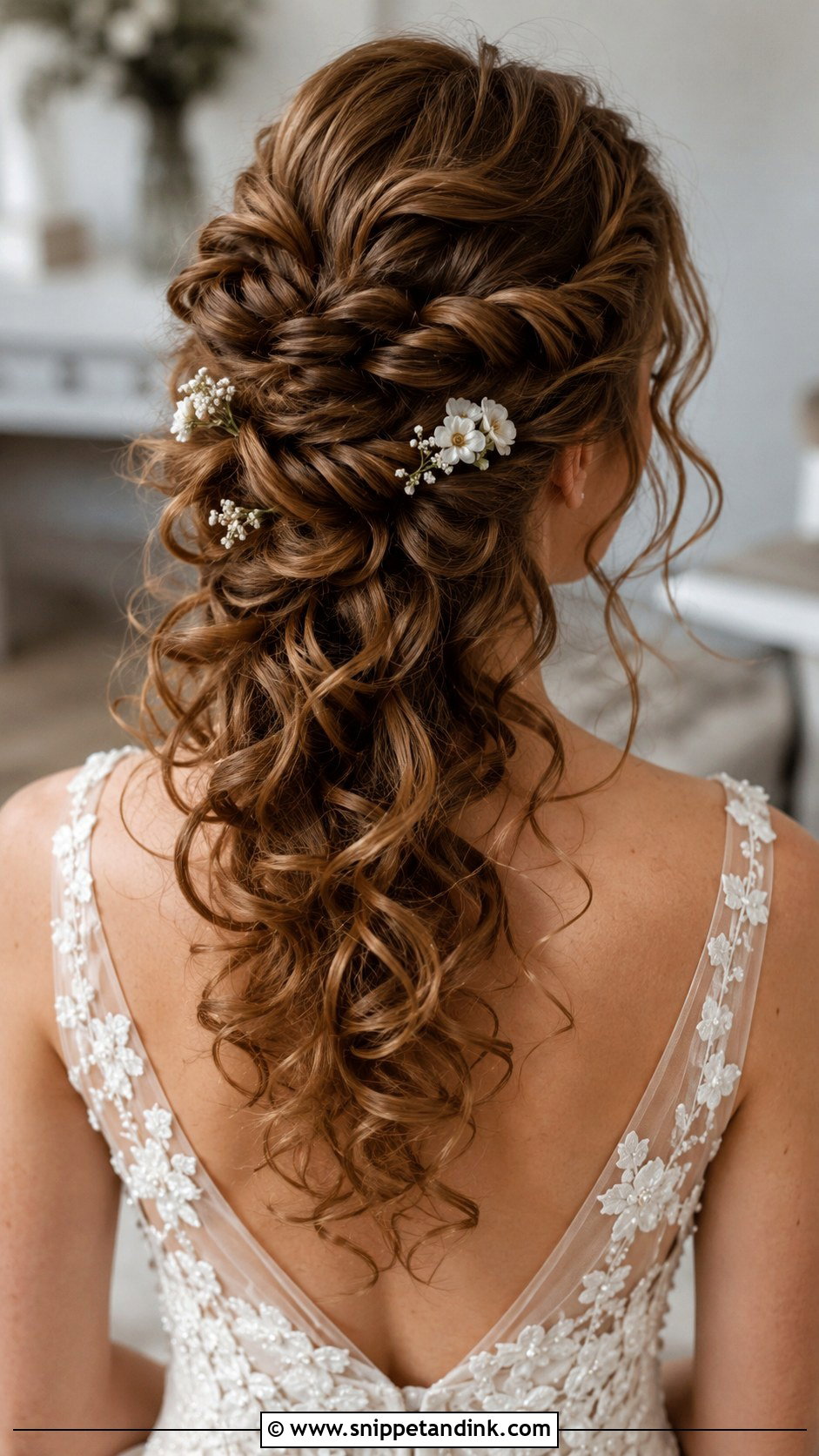 Twisted Braid With Flowing Curls - Snippet and Ink - 25 Bridal Braided Hairstyles
