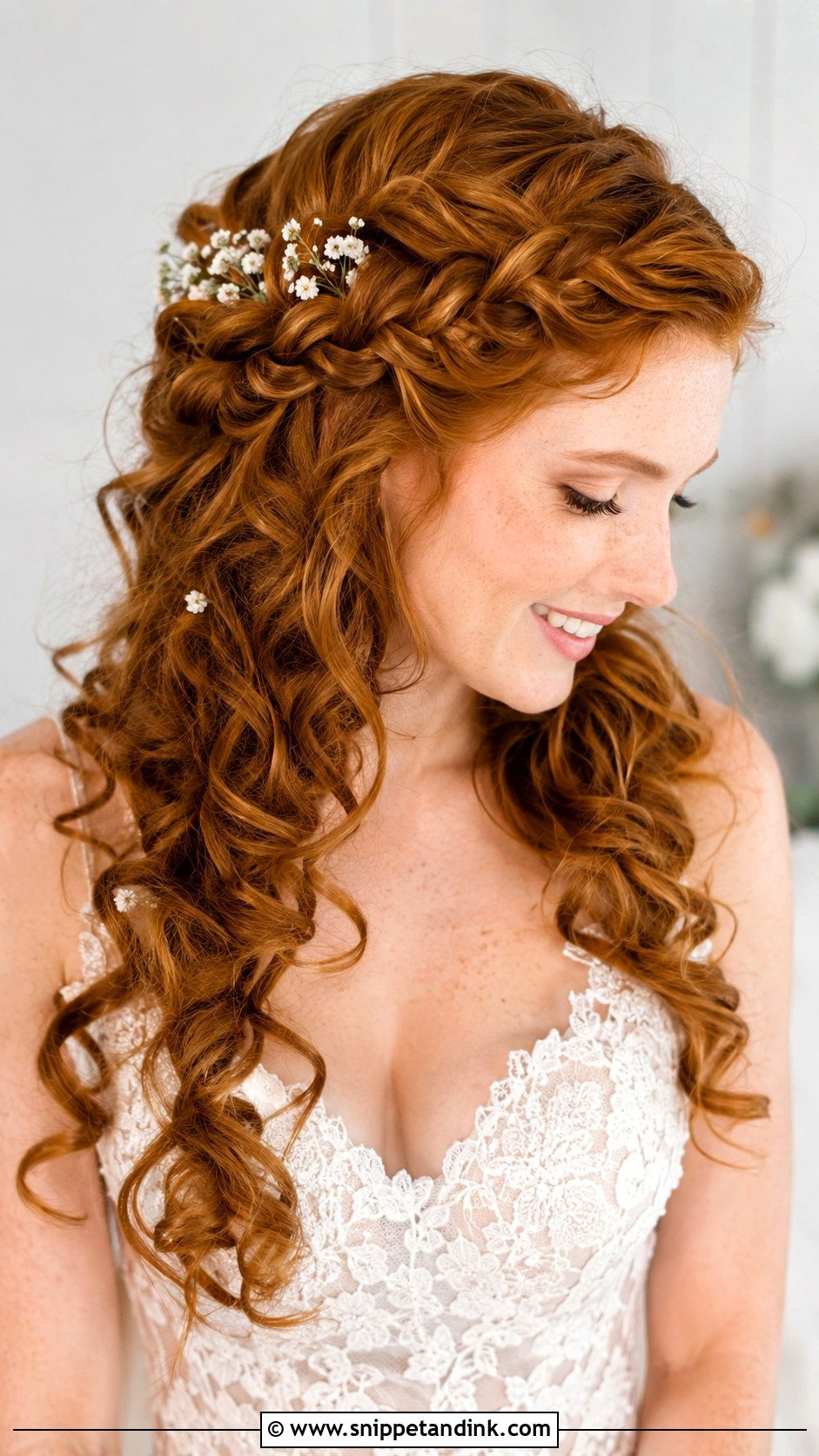 Twisted Braided Crown With Curls - Snippet and Ink - 20 Wedding Braids for Long Hair
