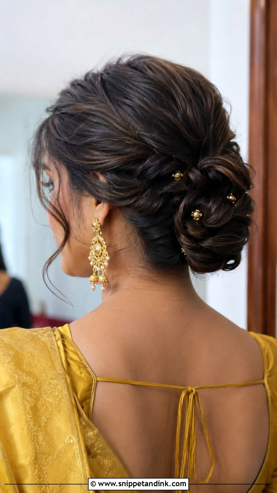 Twisted Bun For Medium Hair - Snippet and Ink - 20 Indian Wedding Hair Buns for Medium Hair