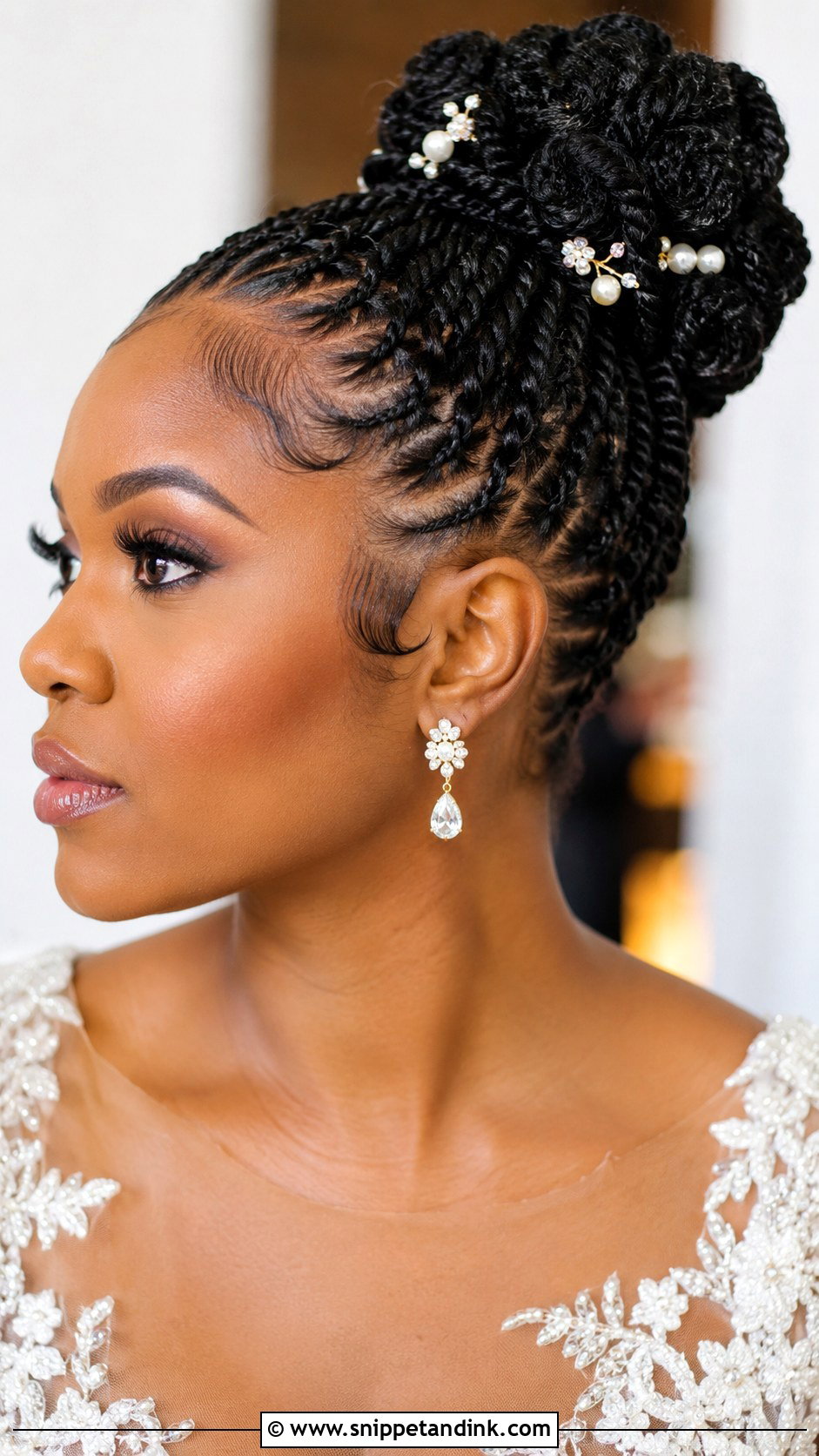 Twisted Bun With Edges - Snippet and Ink - 25 Natural Hair Updo Wedding Ideas