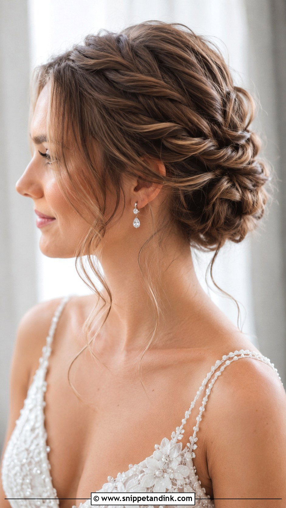Twisted Bun With Face Framing Tendrils - Snippet and Ink - 20 Medium Hair Updo for Wedding Ideas