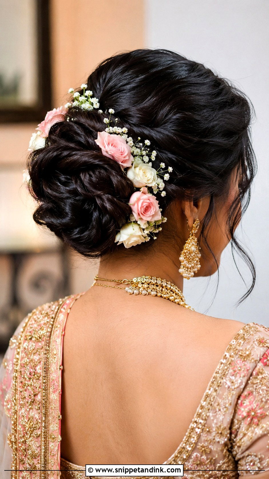 Twisted Bun With Flowers - Snippet and Ink - 25 Bridal Juda Hairstyles with Flowers