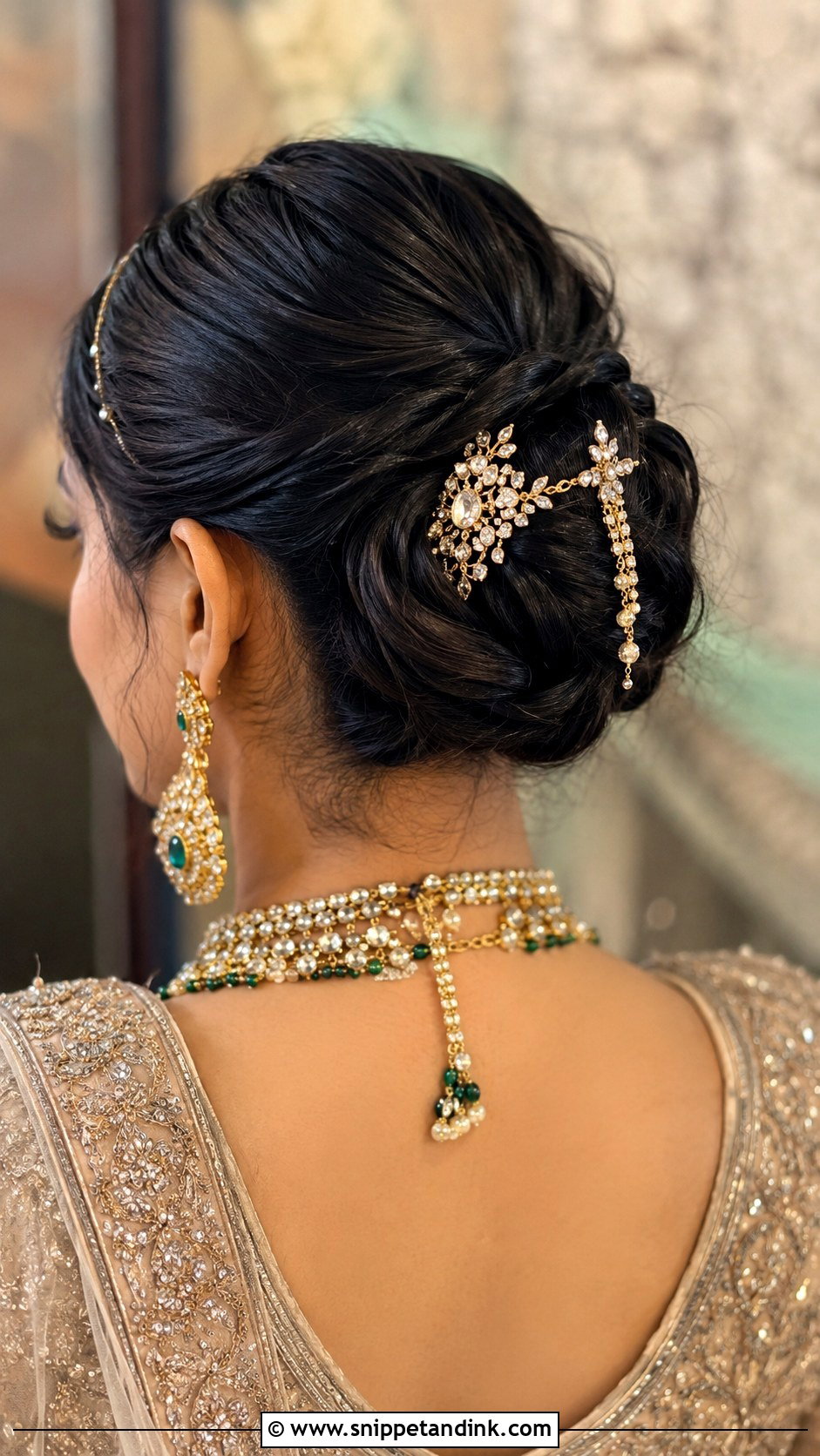 Twisted Bun With Jewelry - Snippet and Ink - 20 Hairstyles for Desi Weddings