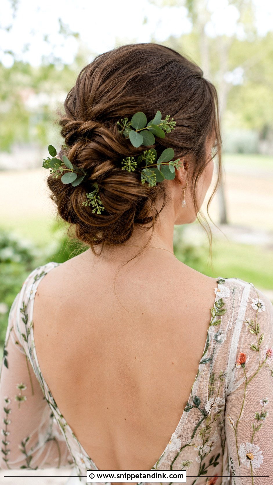 Twisted Bun with Greenery - Snippet and Ink - 20 Bridal Hair Buns with Flowers
