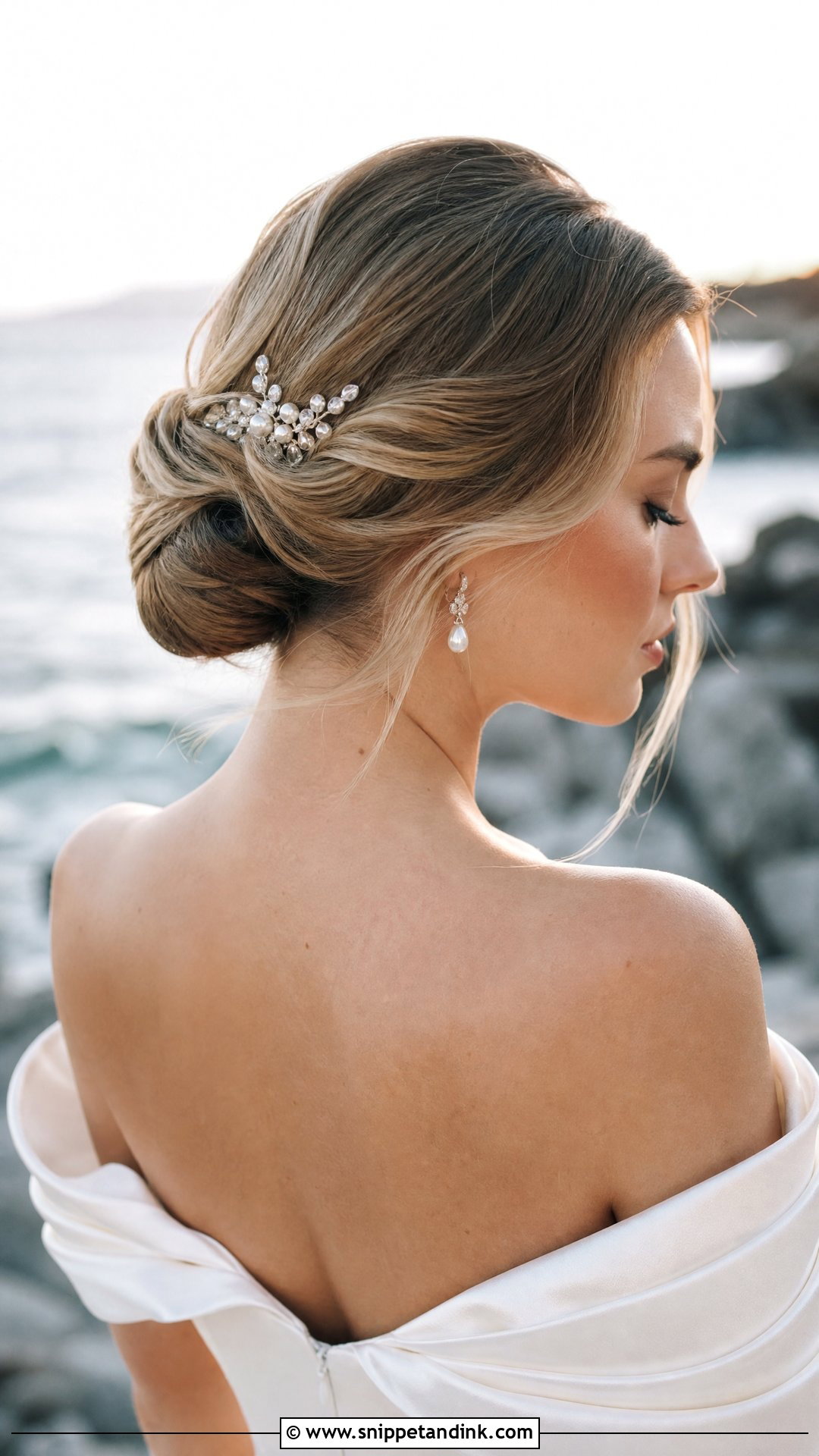 Twisted Chignon Beach Wedding Updo - Snippet and Ink - 15 Beach Wedding Updo Hairstyles