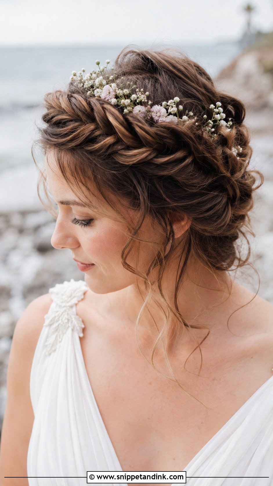 Twisted Crown Braid - Snippet and Ink - 30 Beach Wedding Hair Ideas