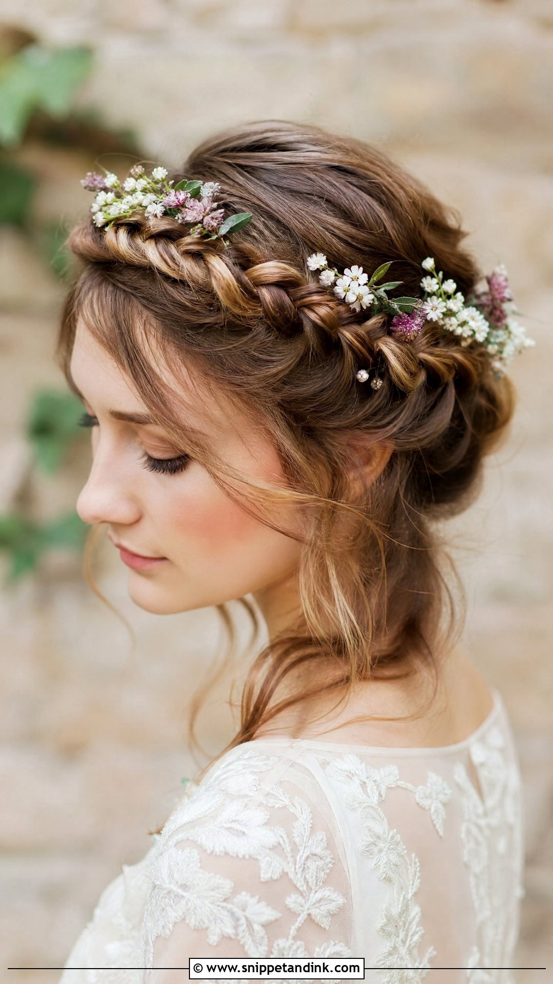 Twisted Crown Braid - Snippet and Ink - 20 Medium Length Hair Styles for Wedding Guest