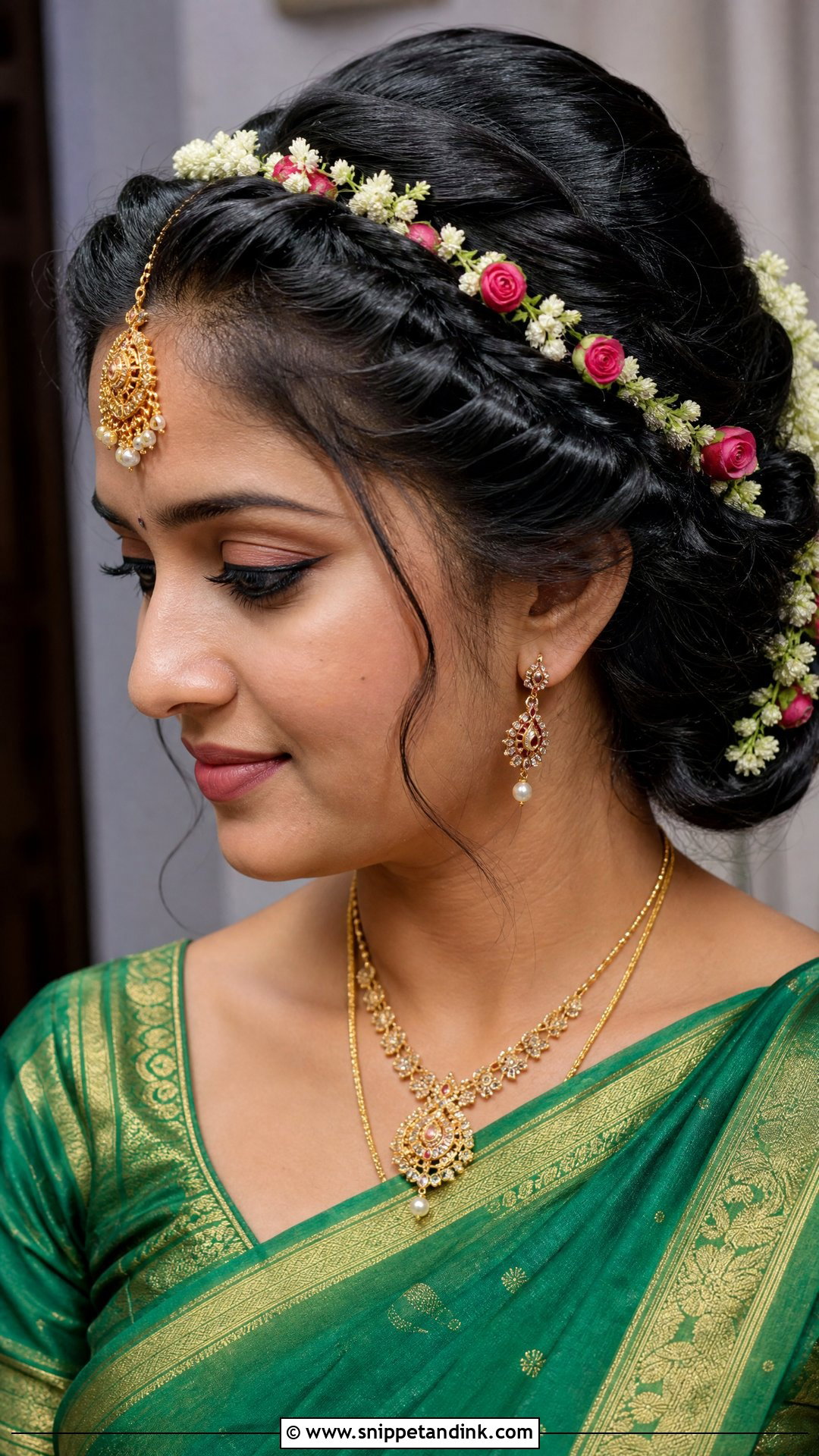 Twisted Crown Braid - Snippet and Ink - 20 South Indian Bridal Hair Ideas