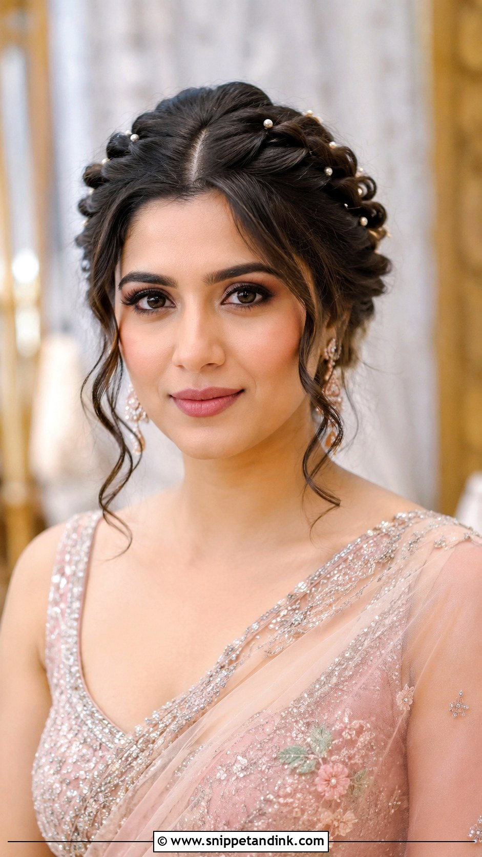 Twisted Crown Hairstyle - Snippet and Ink - 25 Indian Wedding Hairstyle for Short Hair Ideas