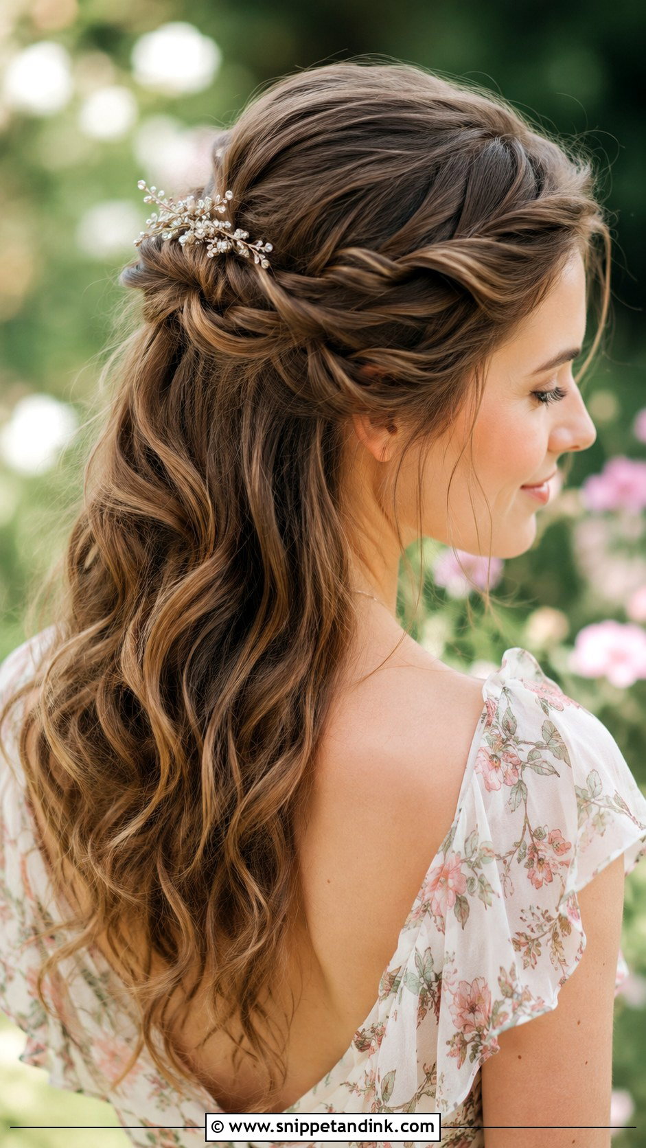 Twisted Crown Half Up - Snippet and Ink - 25 Summer Wedding Guest Hair Ideas