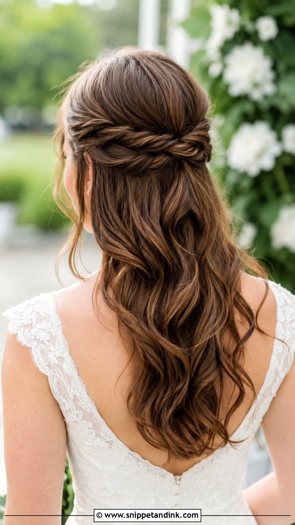 Twisted Crown Half Up Style - Snippet and Ink - 30 Brides Hairstyles