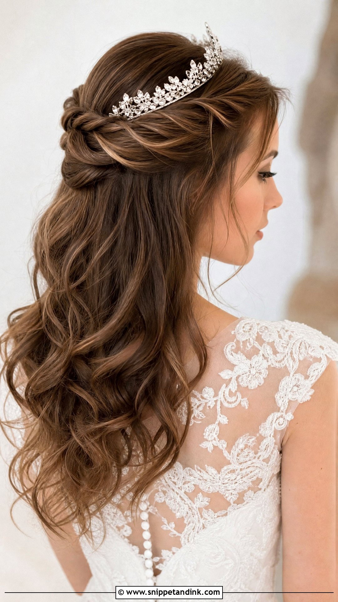 Twisted Crown Half Up With Tiara - Snippet and Ink - 20 Bridal Hairstyles with Tiara