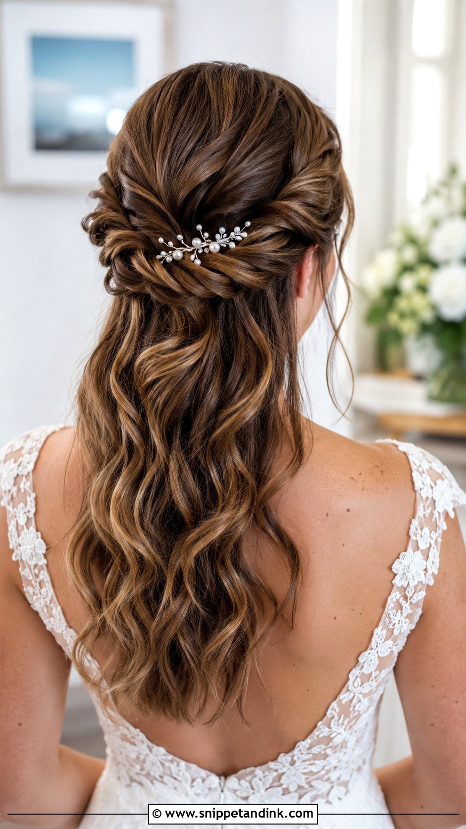 Twisted Crown Half Up - Snippet and Ink - 20 Simple Bridal Hair Down Ideas