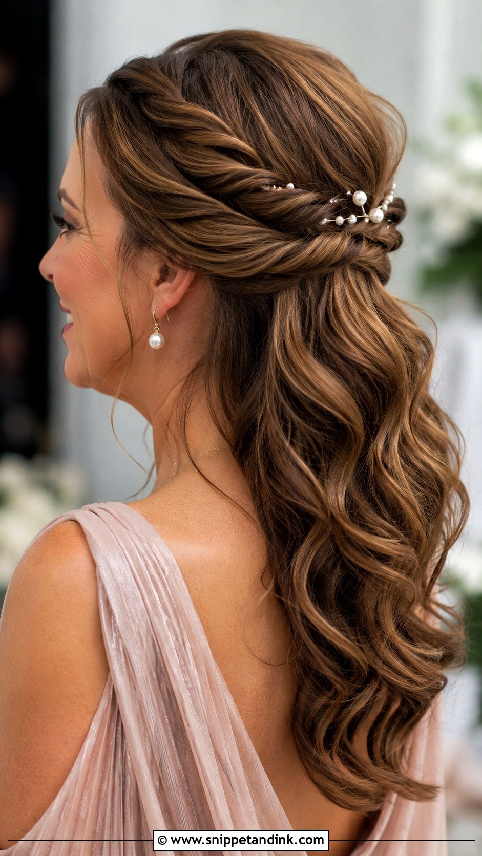 Twisted Crown Half Updo for Mother of the Bride - Snippet and Ink - 30 Mother of Bride Hairstyles