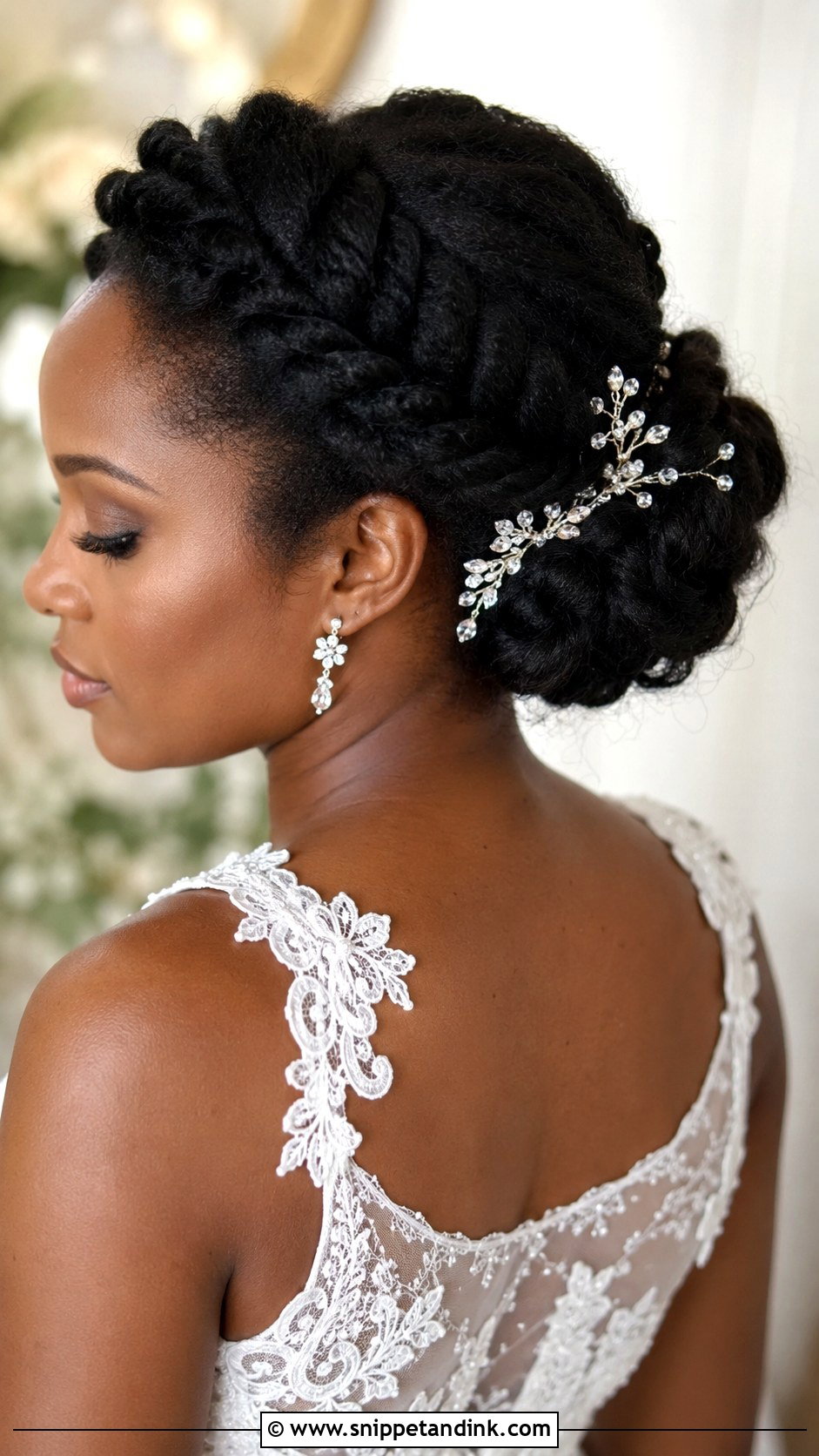 Twisted Crown Low Bun - Snippet and Ink - 20 Low Bun Wedding Hair Black Women Ideas