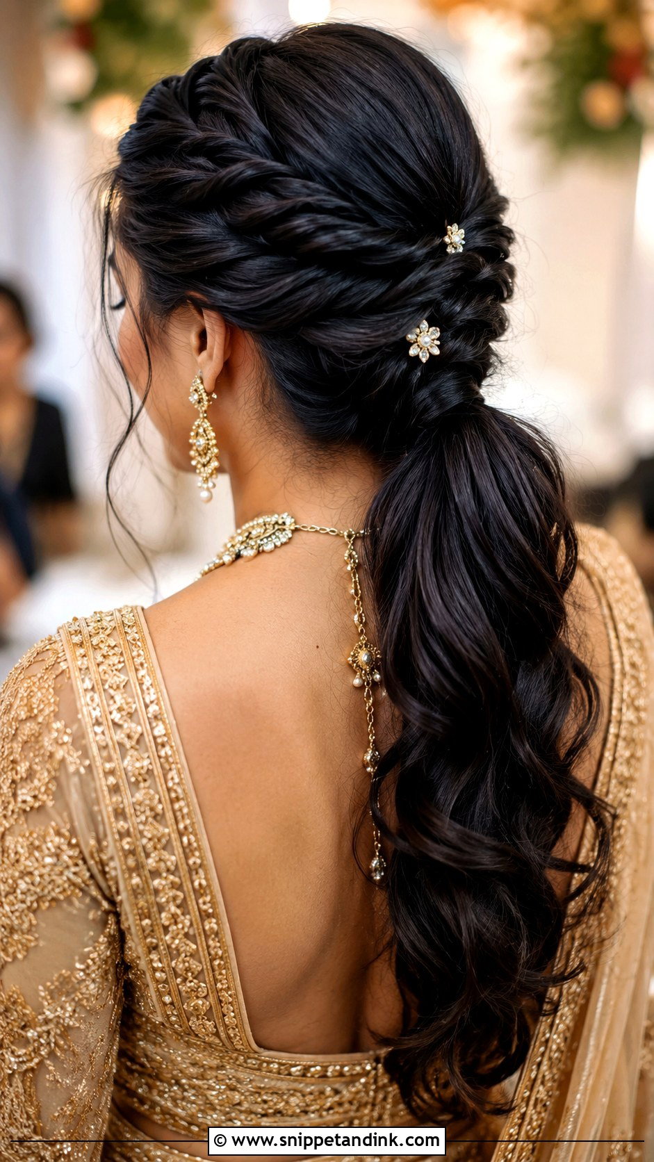 Twisted Crown Ponytail - Snippet and Ink - 30 Indian Wedding Pony Hairstyles