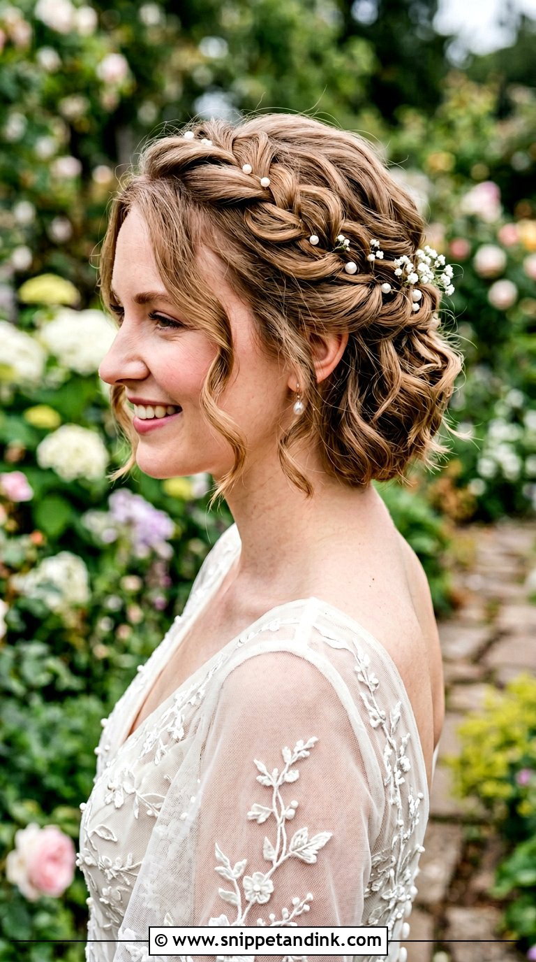 Twisted Crown Short Hairstyle - Snippet and Ink - 20 Bride Hairstyles for Short Hair