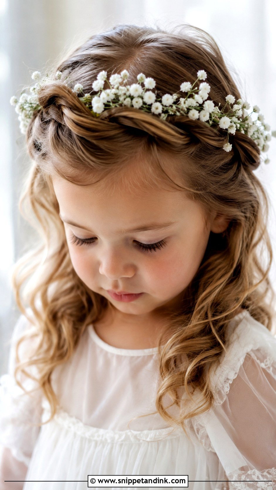 Twisted Crown With Babys Breath - Snippet and Ink - 25 Toddler Wedding Hairstyles