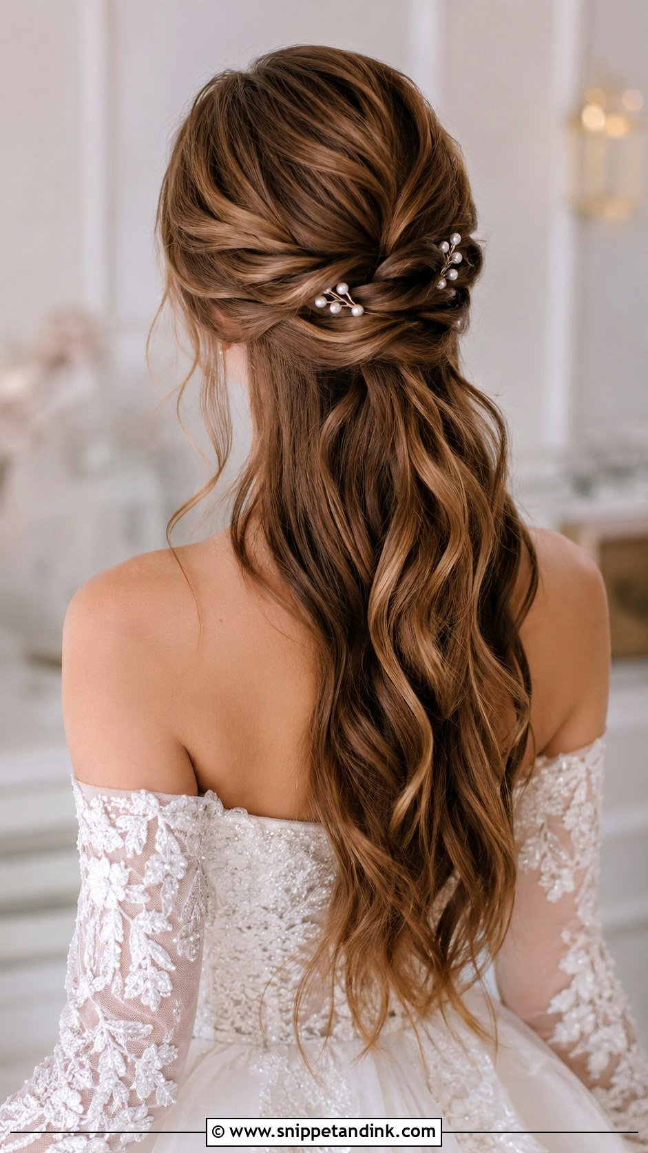 Twisted Crown With Loose Hair - Snippet and Ink - 25 Elegant Wedding Hair Down Ideas