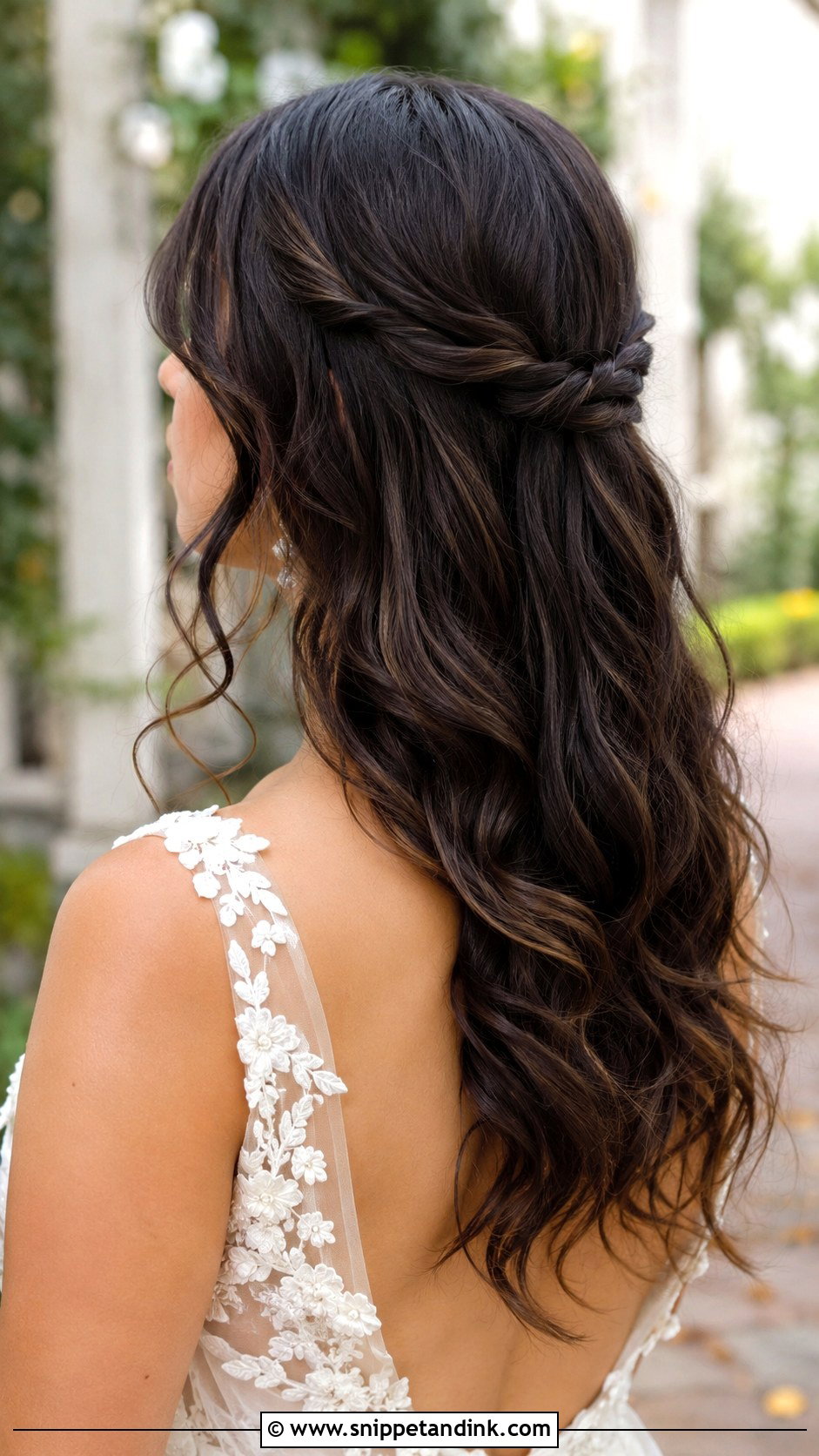 Twisted Crown with Hair Down - Snippet and Ink - 25 Wedding Hairstyles for Bride Down