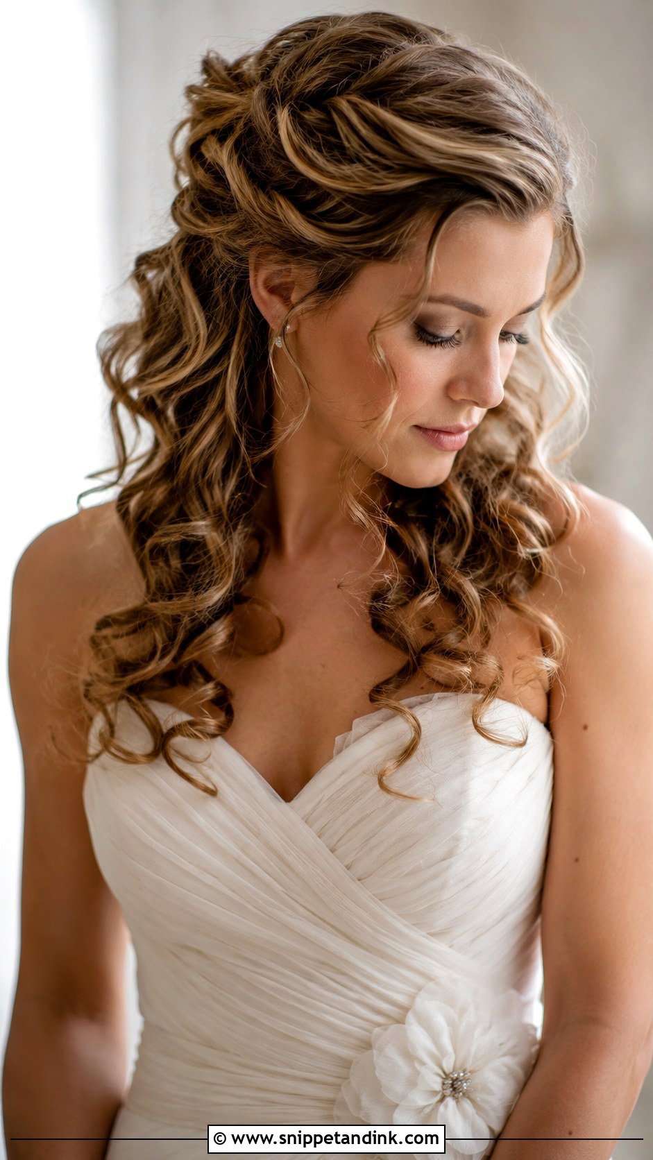 Twisted Curly Half Up Style - Snippet and Ink - 20 Short Curly Wedding Hairstyles