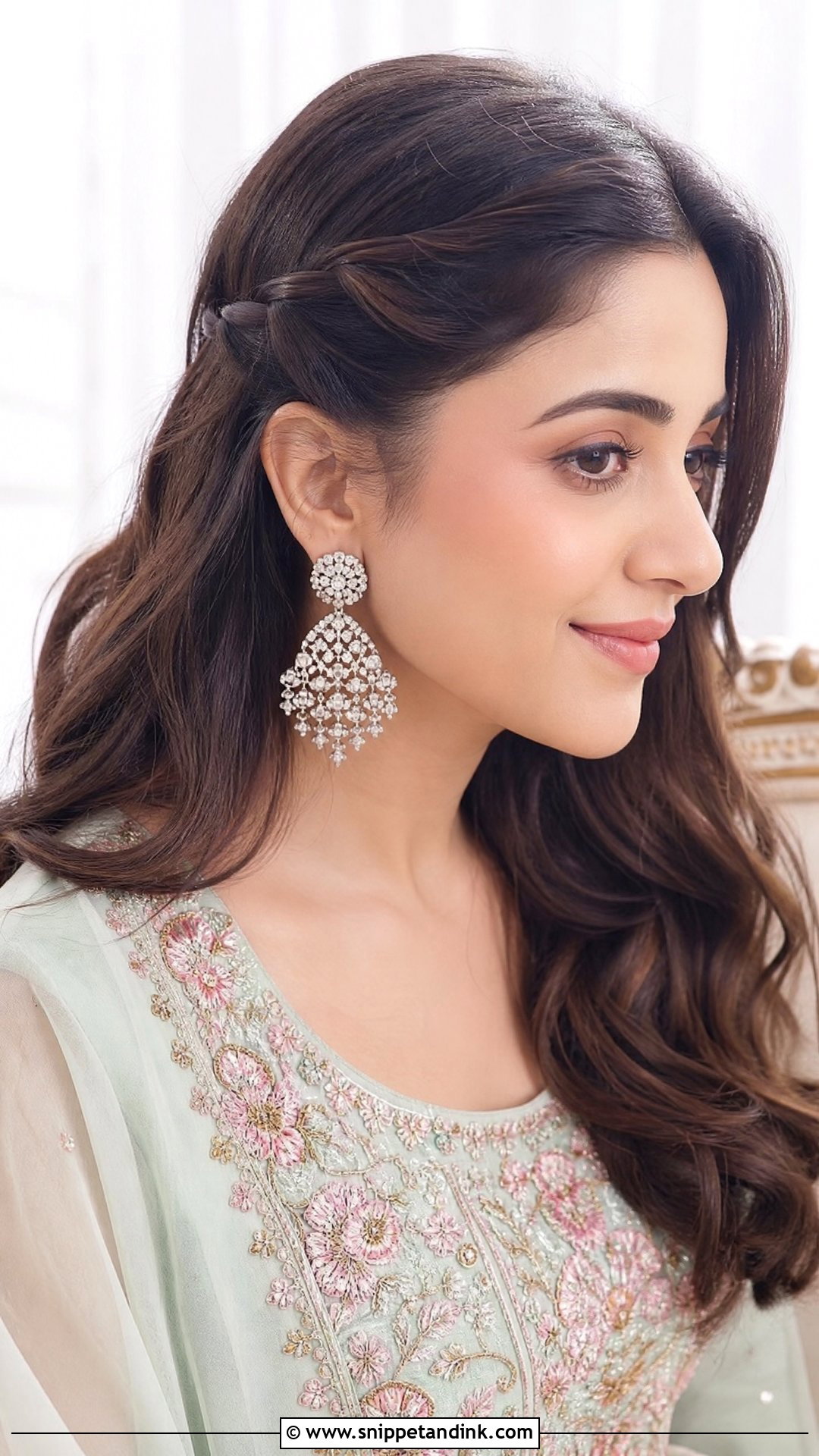 Twisted Front Section Behind the Ear - Snippet and Ink - 20 Front Side Hairstyles for Indian Wedding