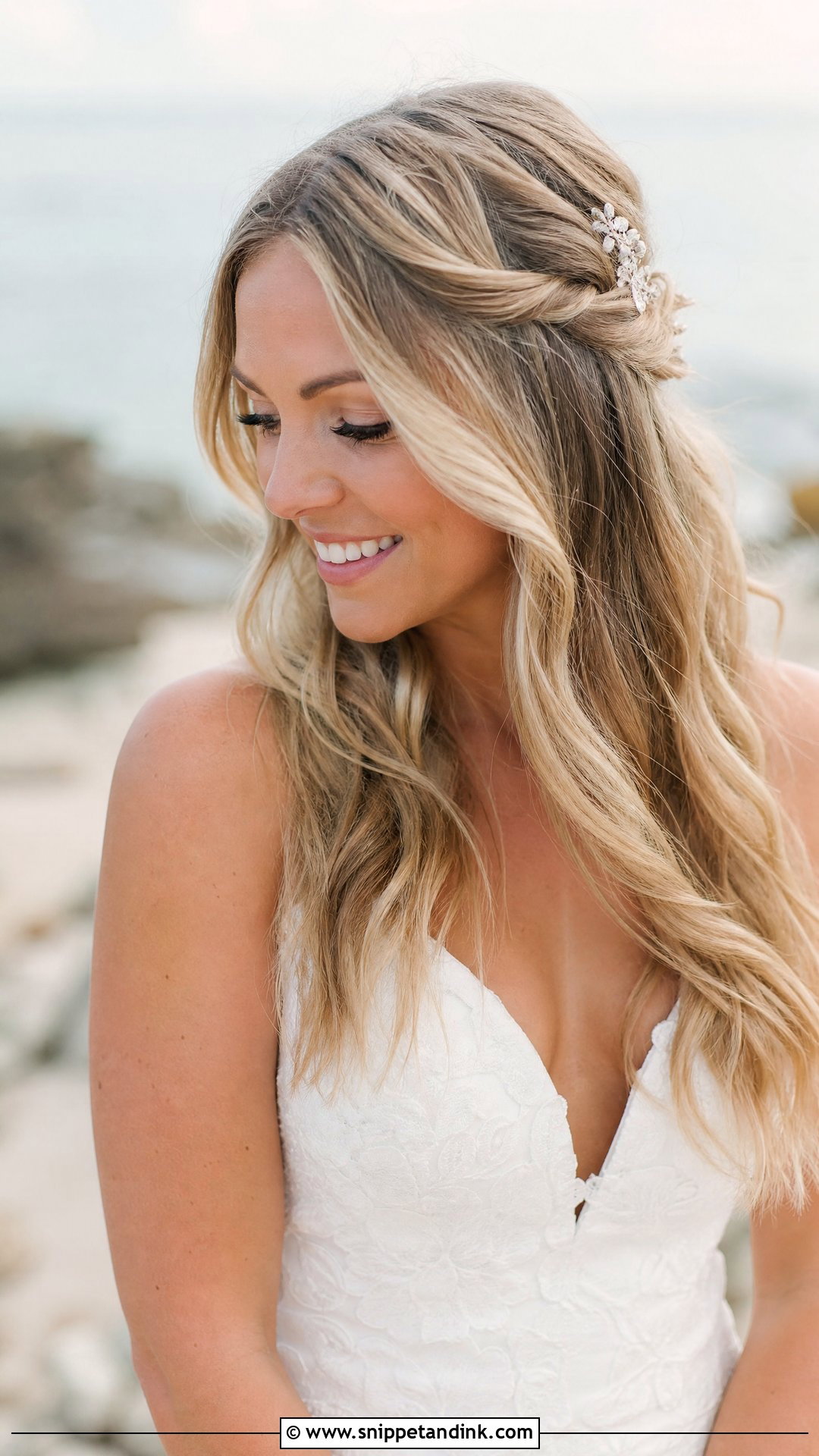 Twisted Front With Flowing Waves - Snippet and Ink - 20 Front Bridal Hairstyles