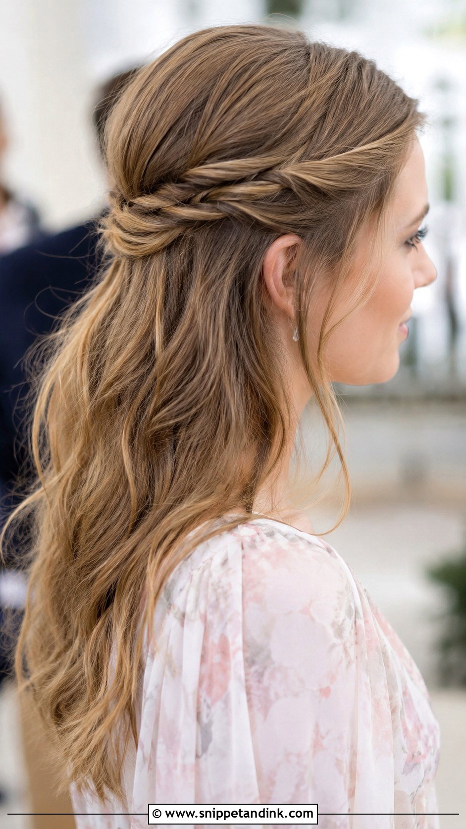 Twisted Half Up - Snippet and Ink - 30 Wedding Guest Hairstyles