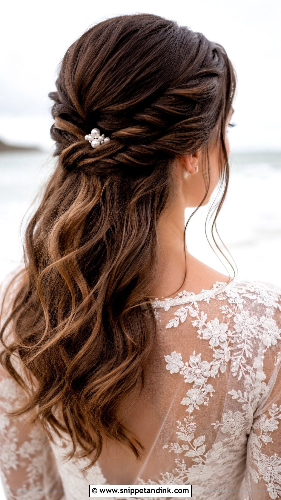 Twisted Half Up Beach Bridal Hairstyle - Snippet and Ink - 25 Beach Bridal Hair Ideas