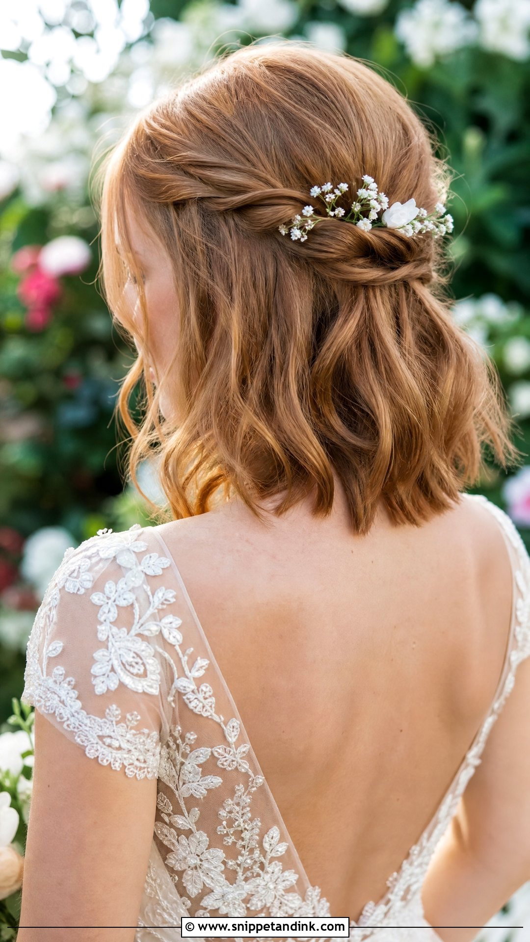 Twisted Half Up Bob Style - Snippet and Ink - 20 Short Hair Bridal Styles