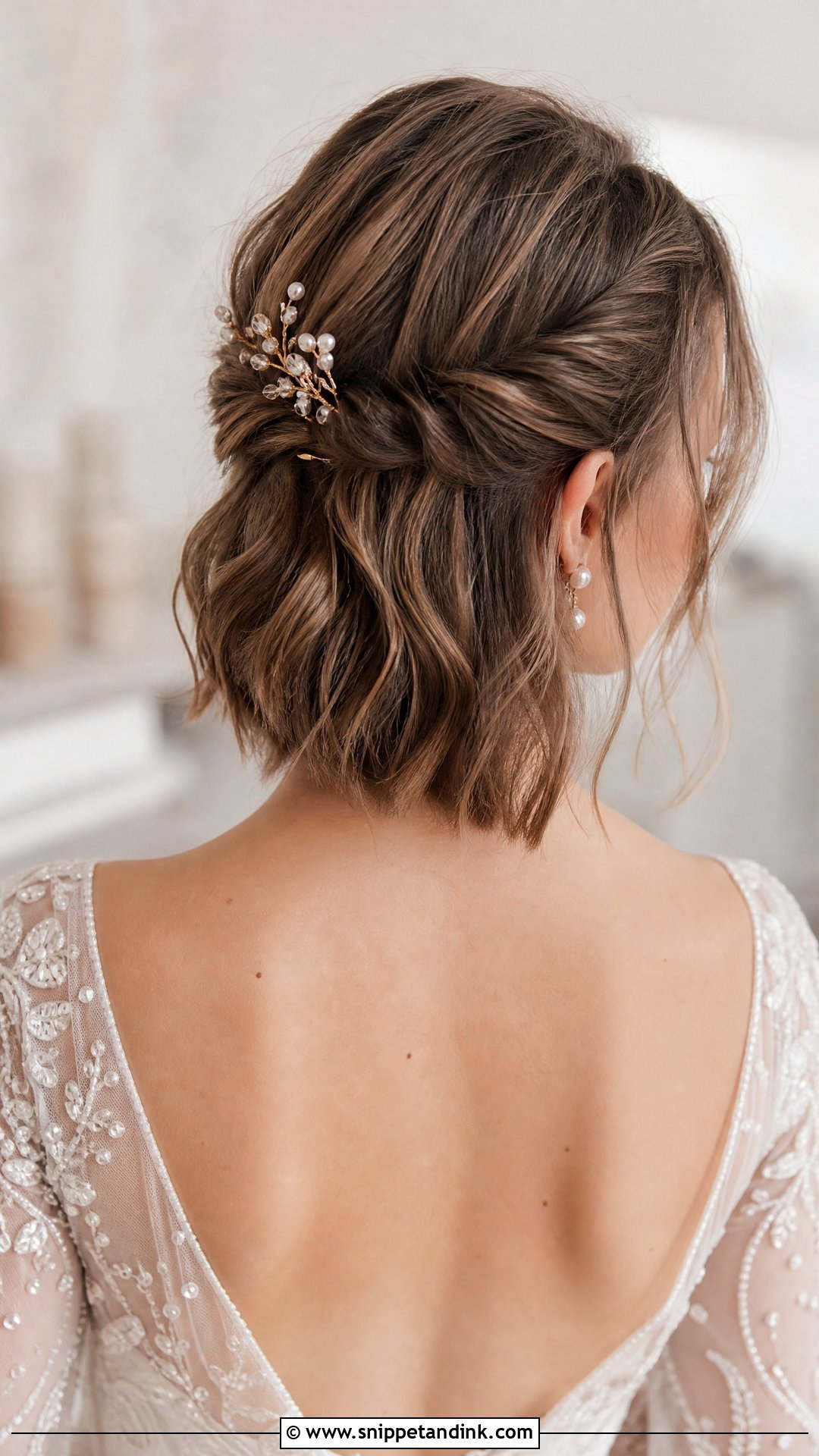 Twisted Half Up Bob - Snippet and Ink - 35 Wedding Hairstyles for Short Hair