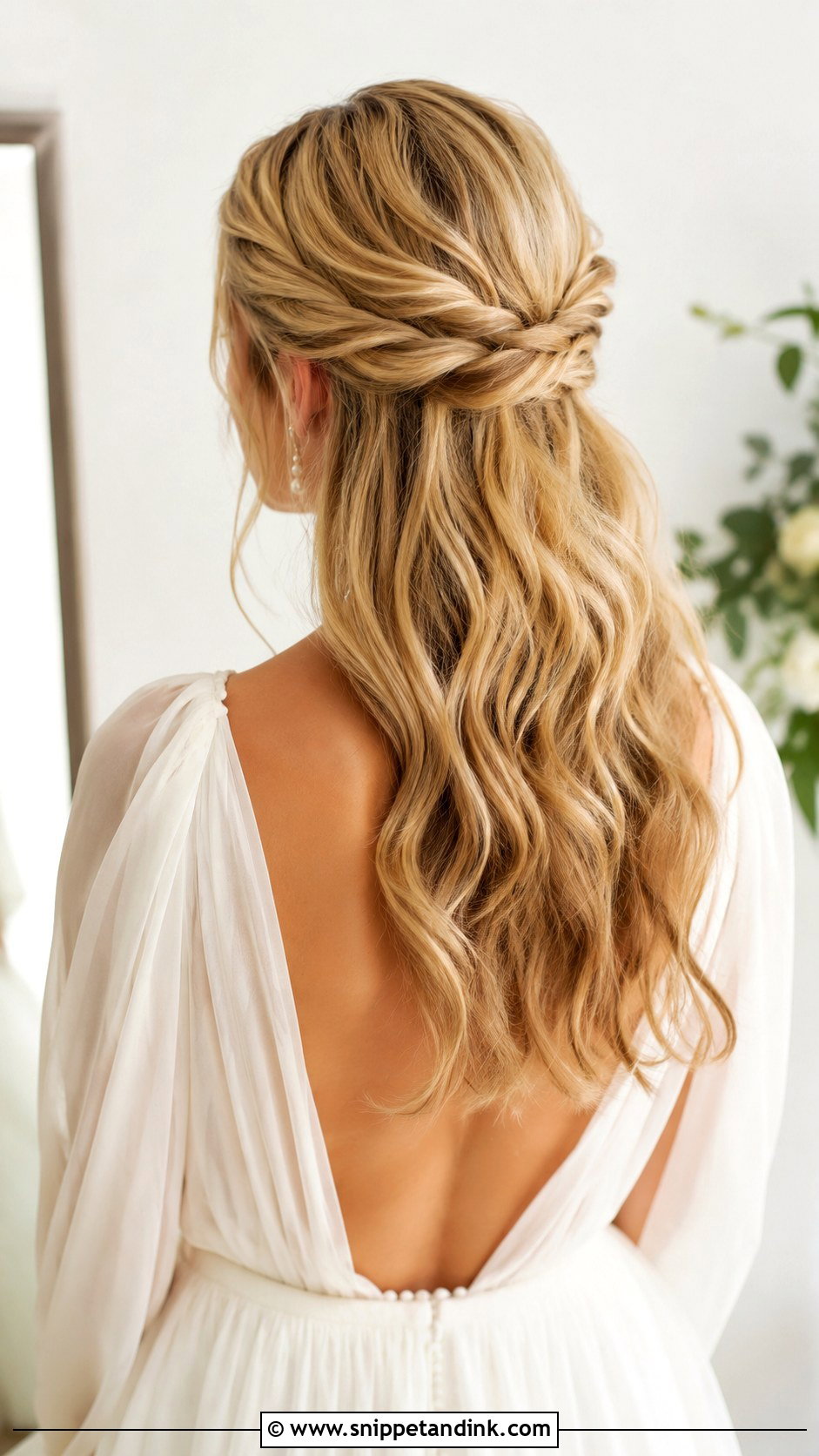 Twisted Half Up Bridal Hair - Snippet and Ink - 25 Bridal Hairstyles Down