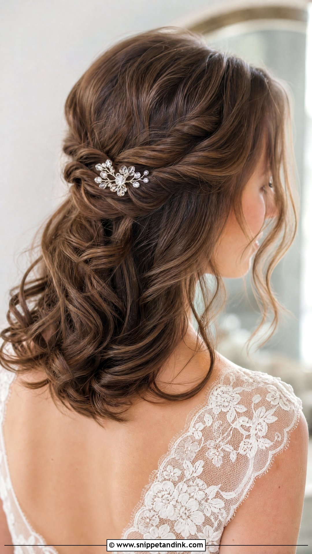 Twisted Half Up Bridal Hair For Shoulder Length Hair - Snippet and Ink - 15 Bridal Hair for Shoulder Length Hair Ideas