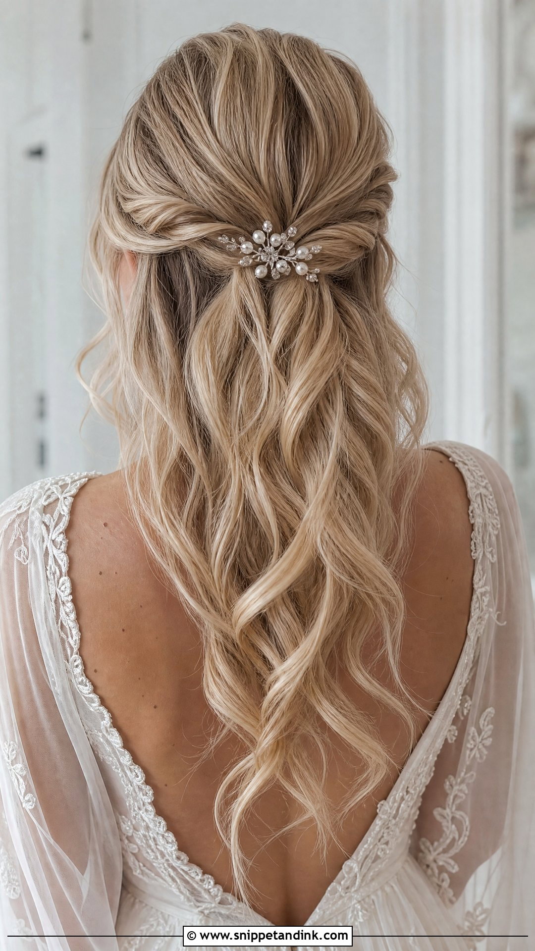 Twisted Half Up Bridal Hair - Snippet and Ink - 15 Bridal Hairdos for Long Hair