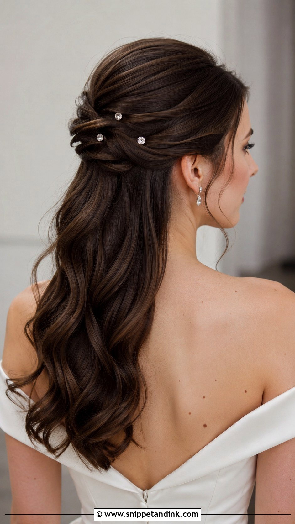 Twisted Half Up Bridal Hairstyle - Snippet and Ink - 25 Half-Up Bridal Hair Front View Ideas