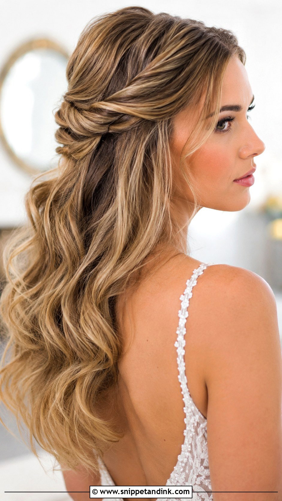 Twisted Half Up Bridal Hairstyle - Snippet and Ink - 30 Bridal Hairstyles for Long Hair