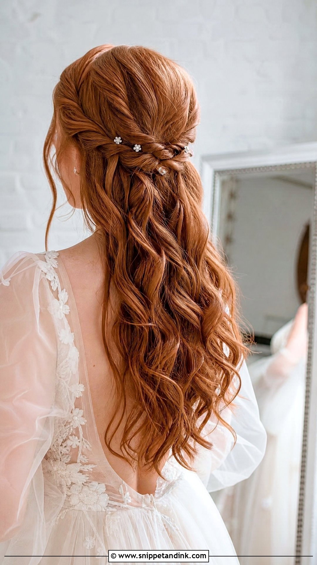 Twisted Half Up Bridal Hairstyle For Long Hair - Snippet and Ink - 15 Elegant Bridal Hairstyles for Long Hair