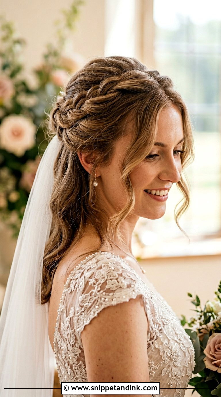 Twisted Half Up Bridal Style - Snippet and Ink - 20 Bridal Half-Up Ideas