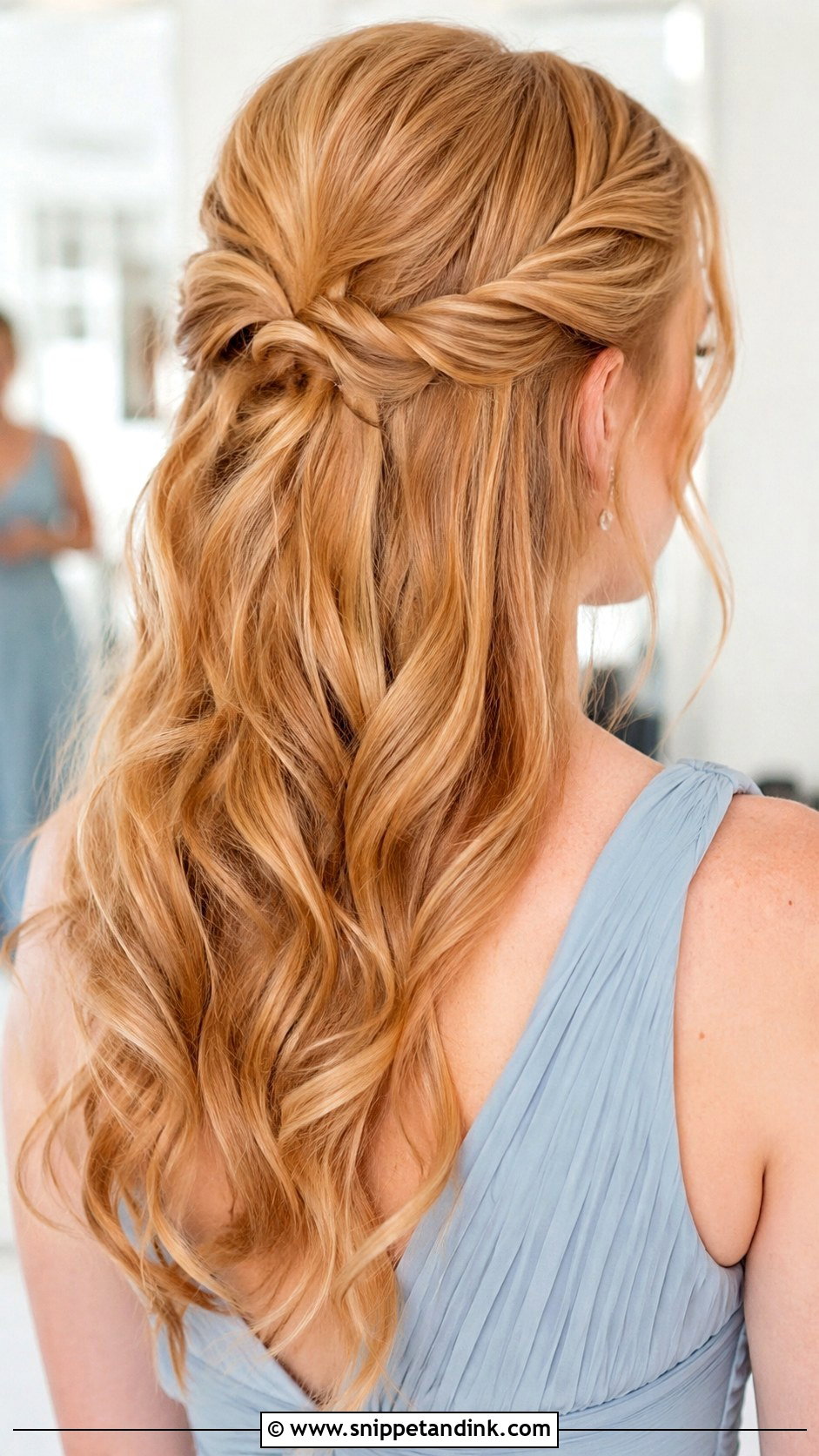 Twisted Half Up Bridesmaid Hair - Snippet and Ink - 25 Hair for Wedding Bridesmaid Ideas