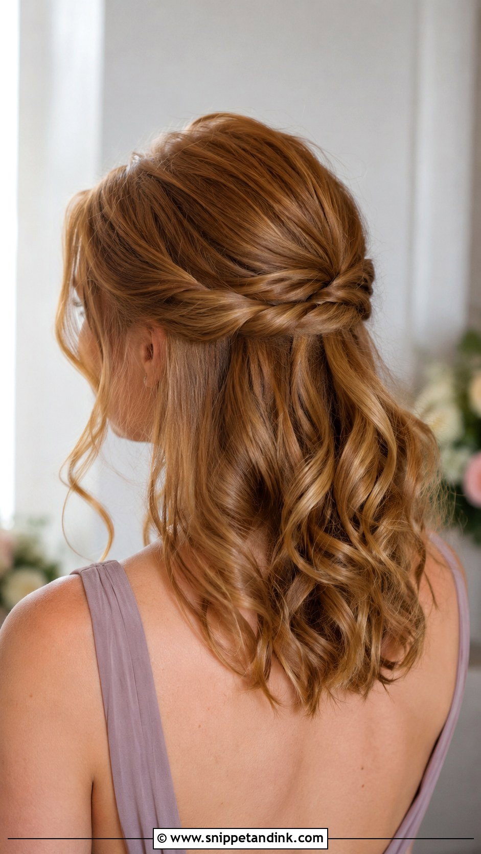 Twisted Half Up Bridesmaid Hair Medium Length - Snippet and Ink - 20 Bridesmaid Hair Styles Medium Length