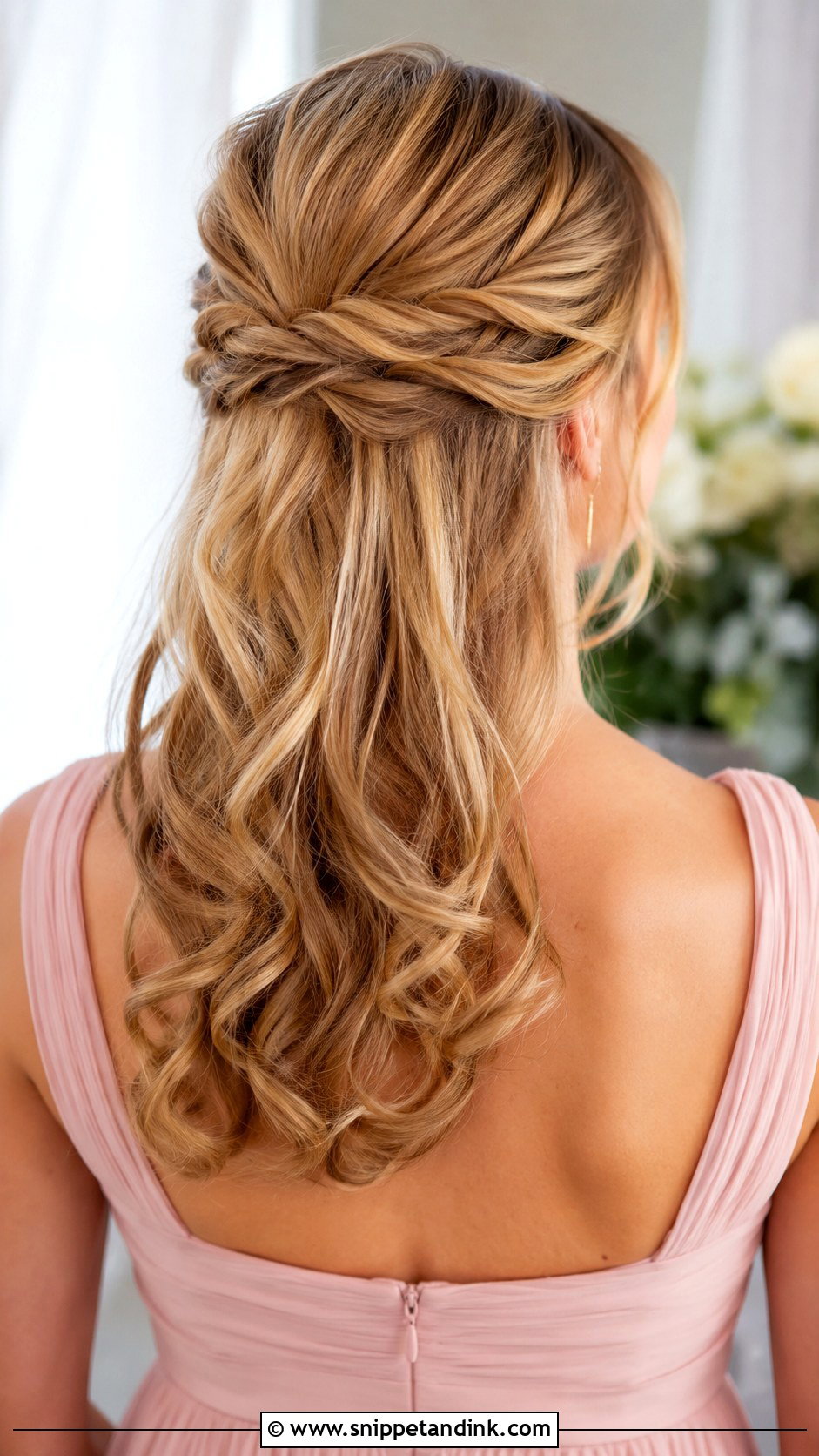 Twisted Half Up Bridesmaid Hairstyle For Fine Hair - Snippet and Ink - 20 Bridesmaid Hairstyles for Fine Hair