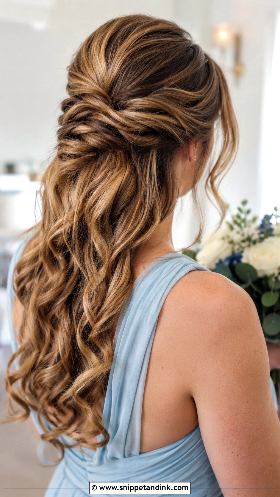 Twisted Half Up Bridesmaid Hairstyle For Long Hair - Snippet and Ink - 25 Bridesmaid Hairstyles Long Hair