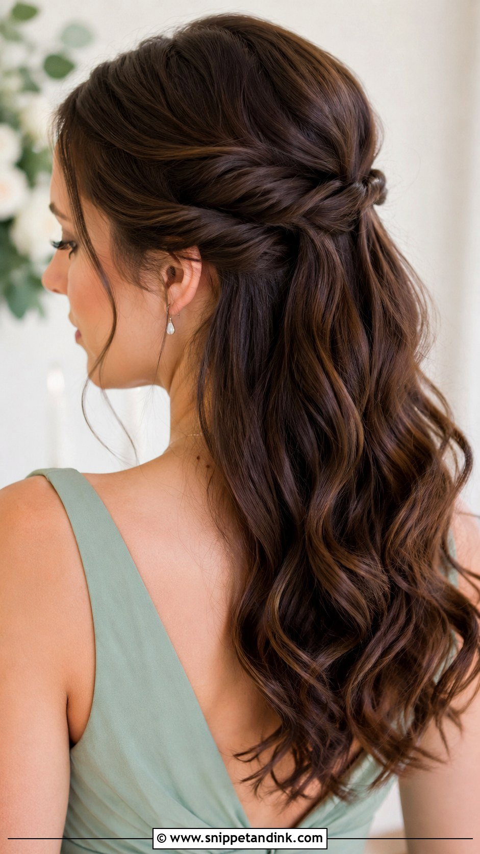 Twisted Half Up Bridesmaid Hairstyle - Snippet and Ink - 20 Bridesmaid Hairstyles Dark Hair