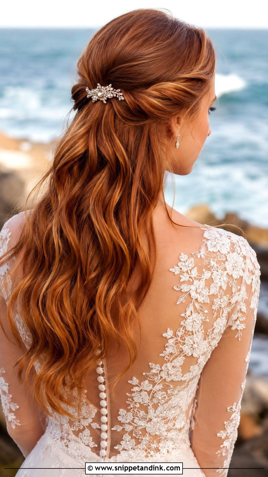 Twisted Half Up Crown - Snippet and Ink - 25 Beach Wedding Hairstyles