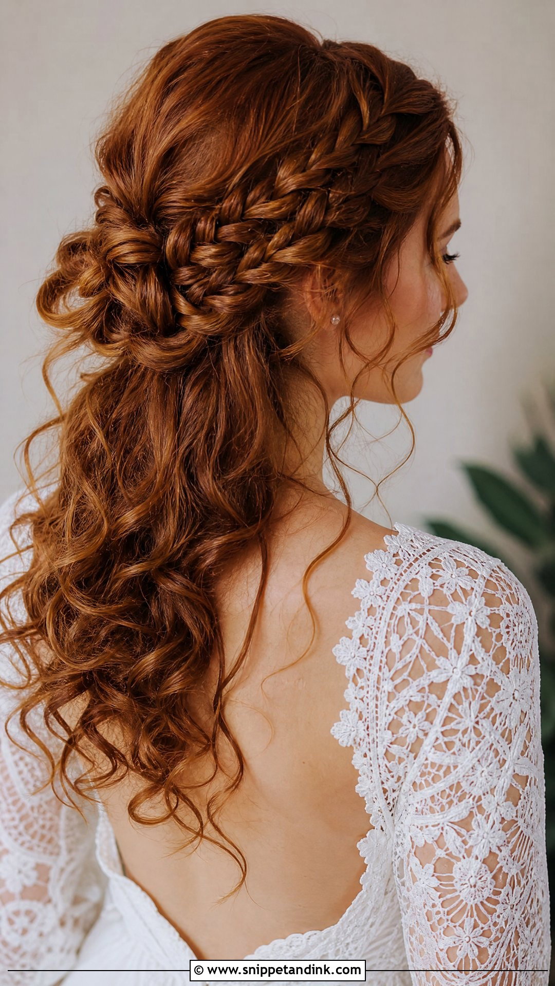 Twisted Half Up Curls With Side Braids - Snippet and Ink - 20 Curly Hair Half-Up Half-Down Wedding Ideas