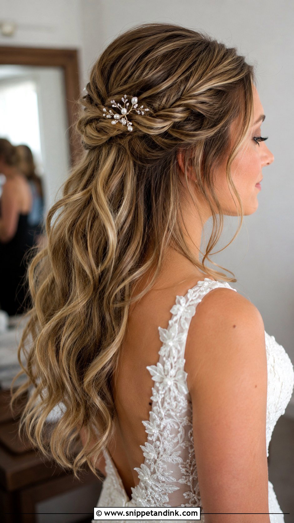Twisted Half Up Down Style - Snippet and Ink - 25 Bride Hairstyles Down
